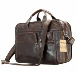 Leather Men Bag,Berchirly Genuine Leather 15inch Expandable Laptop Computer Business Briefcase Bags Cowhide Handbag Case