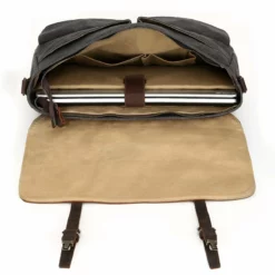 Large Messenger Bag For Men Tocode, Vintage Waxed Canvas Satchel Leather Briefcases Crossbody Shoulder Bags, 15.6 Inch Computer Laptop Bags Water Resistant Travel School Work Bag Black (Black) -Cole Haan Shop 71Z1h2WynpL