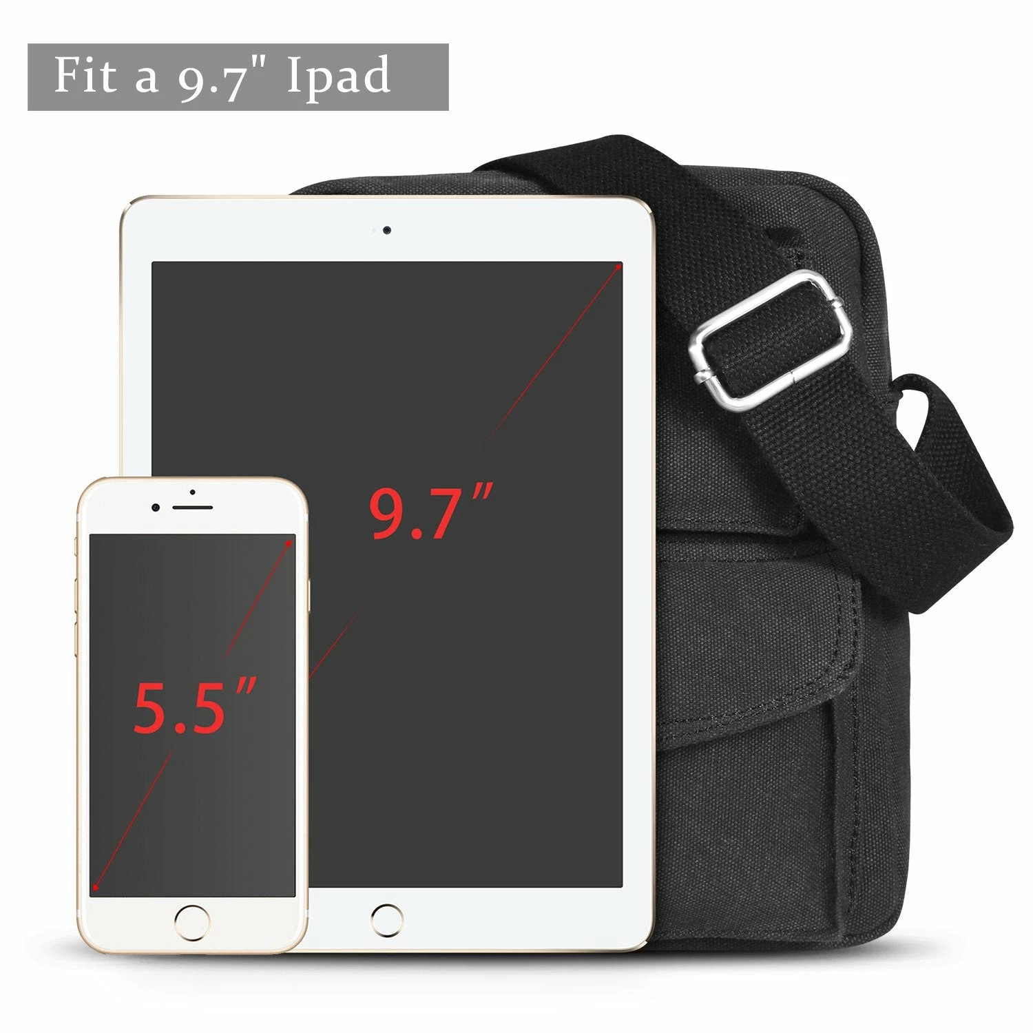 Catmacas Small Vintage Durable Multi-pocket Canvas Shoulder Ipad Messenger Bag Satchel Crossbody Sling Bag Fanny Bag For Men And Women Black 6 Catmacas Small Vintage Durable Multi-pocket Canvas Shoulder Ipad Messenger Bag Satchel Crossbody Sling Bag Fanny Bag For Men And Women Black - Image 6