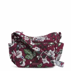 Vera Bradley Women's Signature Cotton On The Go Crossbody Purse, Bordeaux Blooms, One Size