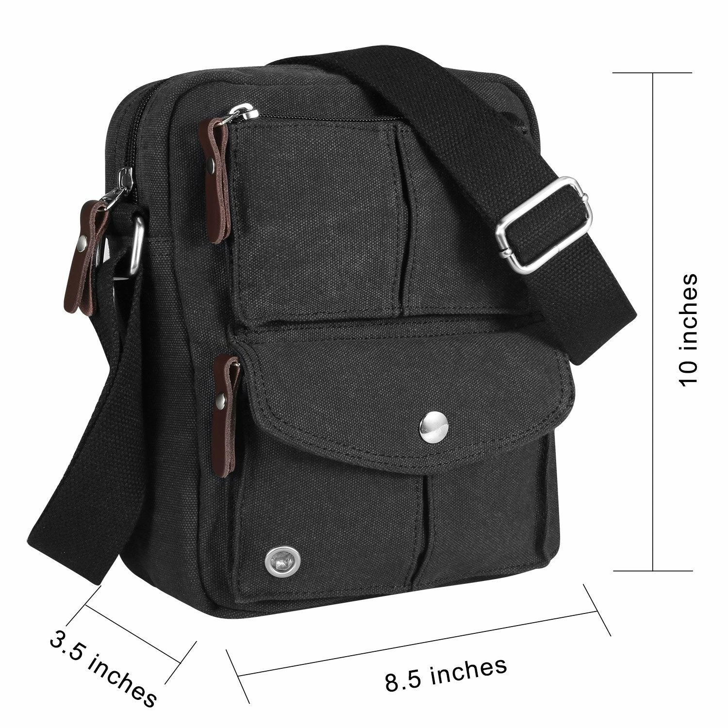 Catmacas Small Vintage Durable Multi-pocket Canvas Shoulder Ipad Messenger Bag Satchel Crossbody Sling Bag Fanny Bag For Men And Women Black 7 Catmacas Small Vintage Durable Multi-pocket Canvas Shoulder Ipad Messenger Bag Satchel Crossbody Sling Bag Fanny Bag For Men And Women Black - Image 7