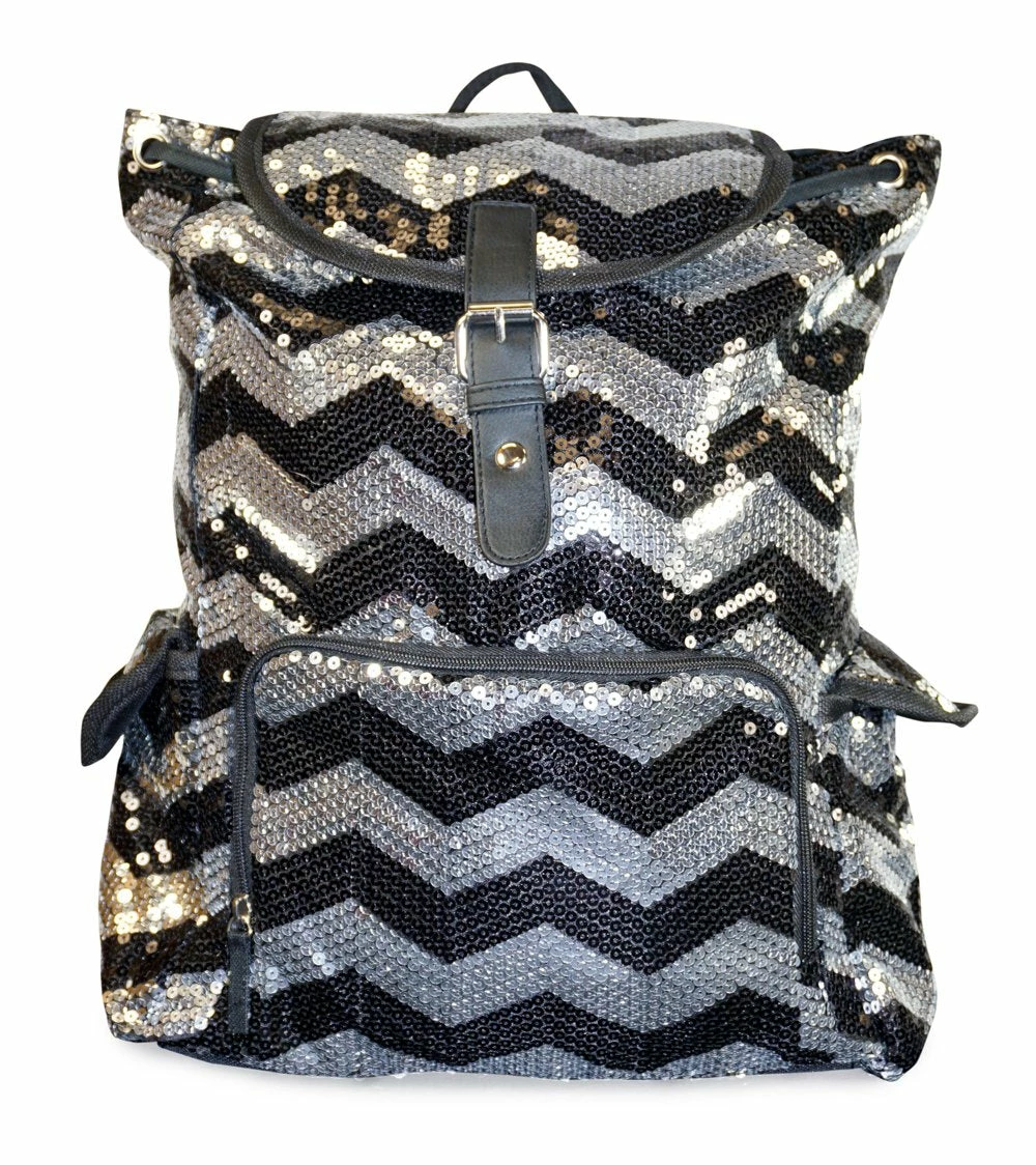 5Star-TD Chevron Backpack Zigzag Print Purse Sequined Book Bag Handbag 1 5Star-TD Chevron Backpack Zigzag Print Purse Sequined Book Bag Handbag