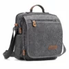 Plambag Canvas Messenger Bag Small Travel School Crossbody Bag Fit IPad Grey
