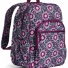 Vera Bradley Campus Tech Backpack, Signature Cotton (Purple/Lilac Medallion, One Size)