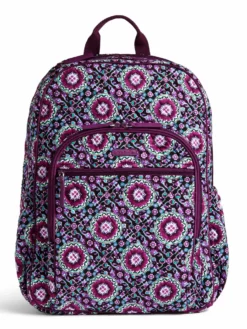 Vera Bradley Campus Tech Backpack, Signature Cotton (Purple/Lilac Medallion, One Size) -Cole Haan Shop 91RFwaSODqL