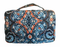 Vera Bradley Blush & Brush Makeup Case (Marrakesh With Solid Blue Lining)