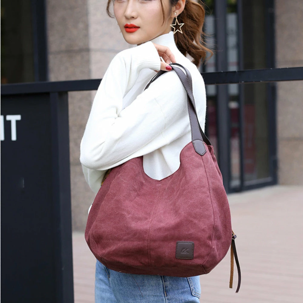 Women'S Canvas Handbags Vintage High Quality Female Hobos Single Shoulder Bags 6 Women'S Canvas Handbags Vintage High Quality Female Hobos Single Shoulder Bags - Image 6