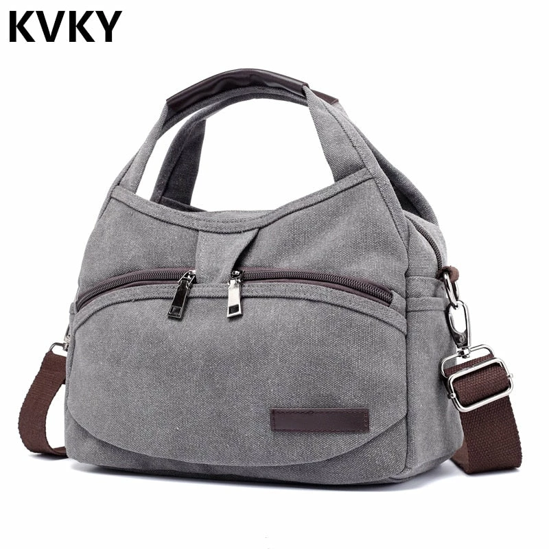 Vintage Canvas Bag Women Handbags Multi-Pocket Hobos Shoulder Bag Female Casual Tote Bag Ladies 1 Vintage Canvas Bag Women Handbags Multi-Pocket Hobos Shoulder Bag Female Casual Tote Bag Ladies
