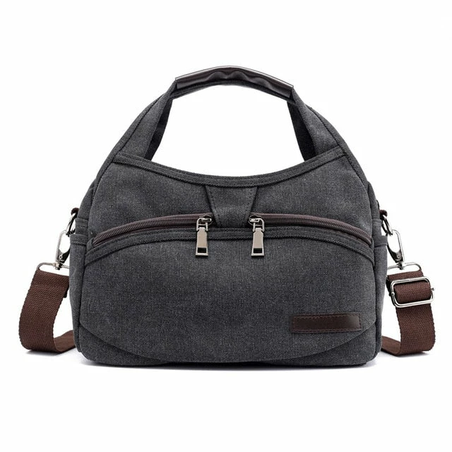 Vintage Canvas Bag Women Handbags Multi-Pocket Hobos Shoulder Bag Female Casual Tote Bag Ladies 2 Vintage Canvas Bag Women Handbags Multi-Pocket Hobos Shoulder Bag Female Casual Tote Bag Ladies - Image 2